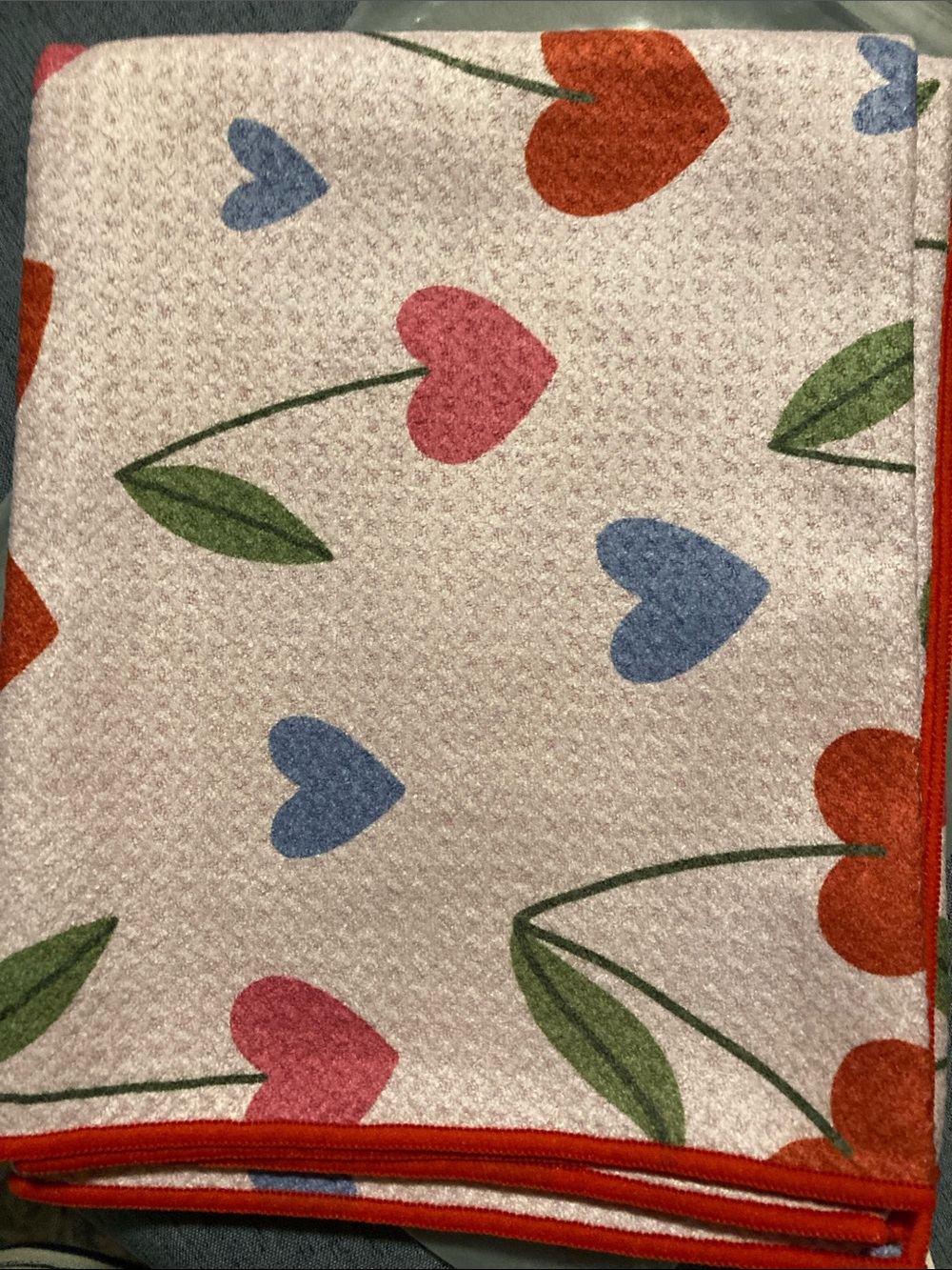 bloom Heart & Leaf Kitchen Towel in White, Blue, Pink, Orange, Green